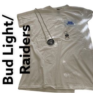 Bud Light T Shirt White Las Vegas Raiders promo L NWOT